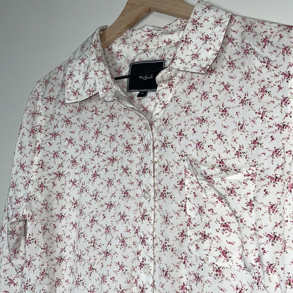 Rails floral Button Down White and Pink Shirt